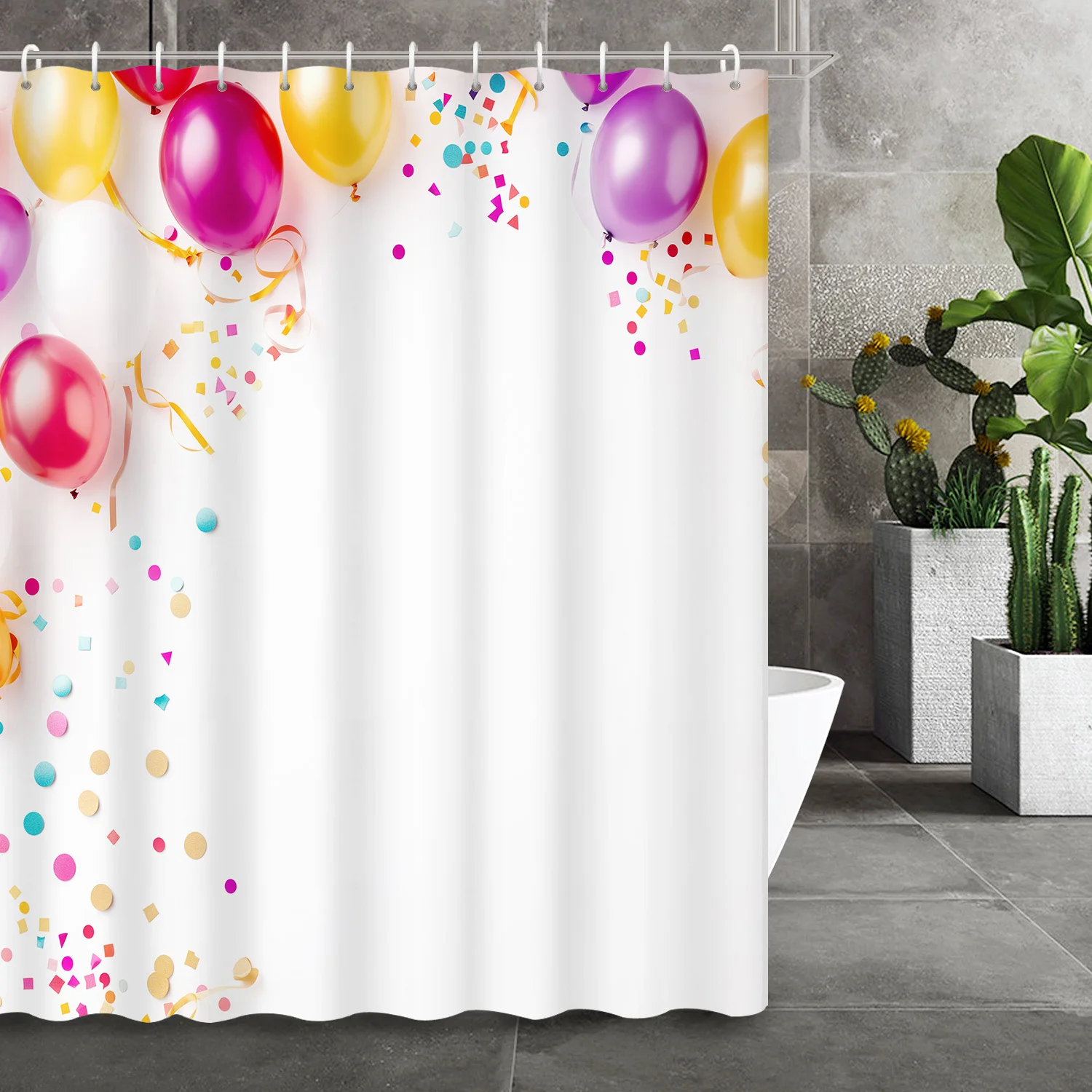 

Мультяшная красочная занавеска для душа с воздушным шаром, 12 крючков, забавная перегородка для ванны для украшения дома и ванной комнаты