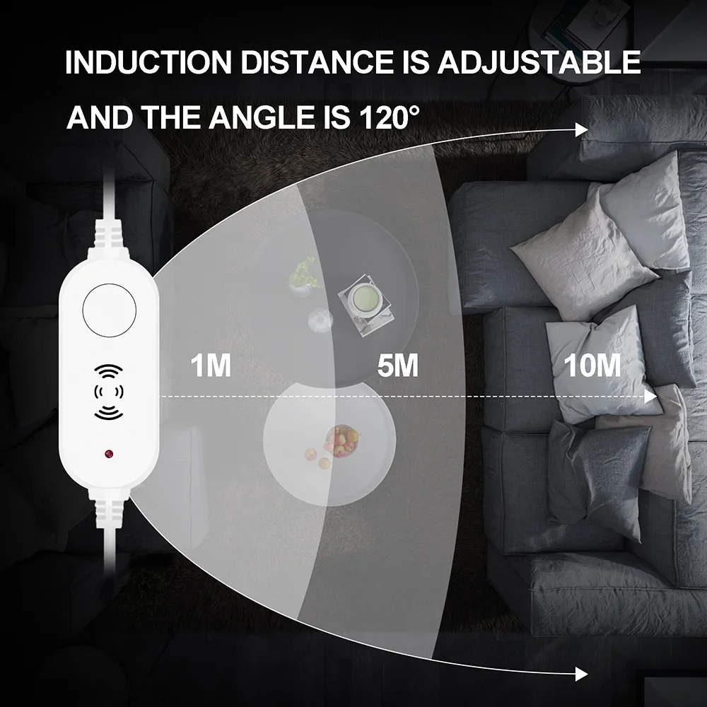 تيار مستمر 12 فولت أضواء تحت الكابين عكس الضوء مصباح ليد مستدير كاشف حركة الإنسان LED تحكم المطبخ خزانة ليلة مصباح غرفة ديكور #2