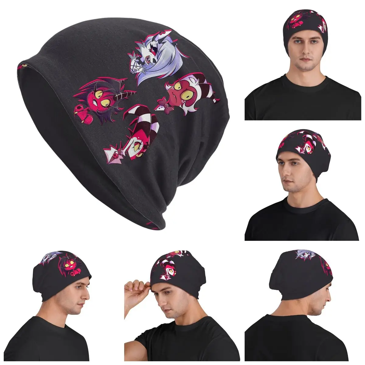 

Loona Collage Helluva Boss Anime Warm Knitted Cap Fashion Bonnet Hat Autumn Winter Outdoor Beanies Hats for Unisex Adult
