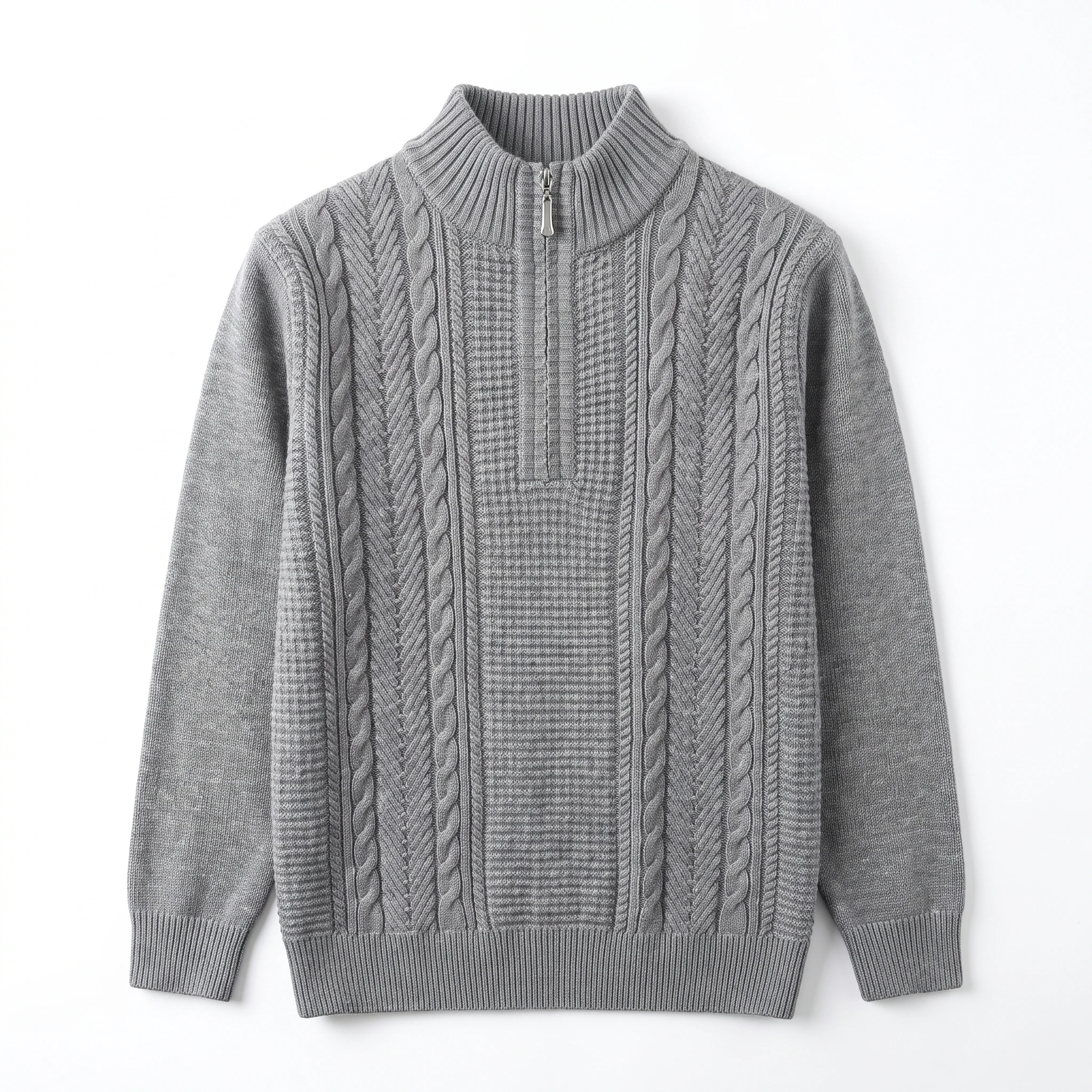 New Autumn and Winter Men's Half Zipper Stand Up Collar Knitted Sweater, Business Casual Warm and Versatile Base Shirt Top