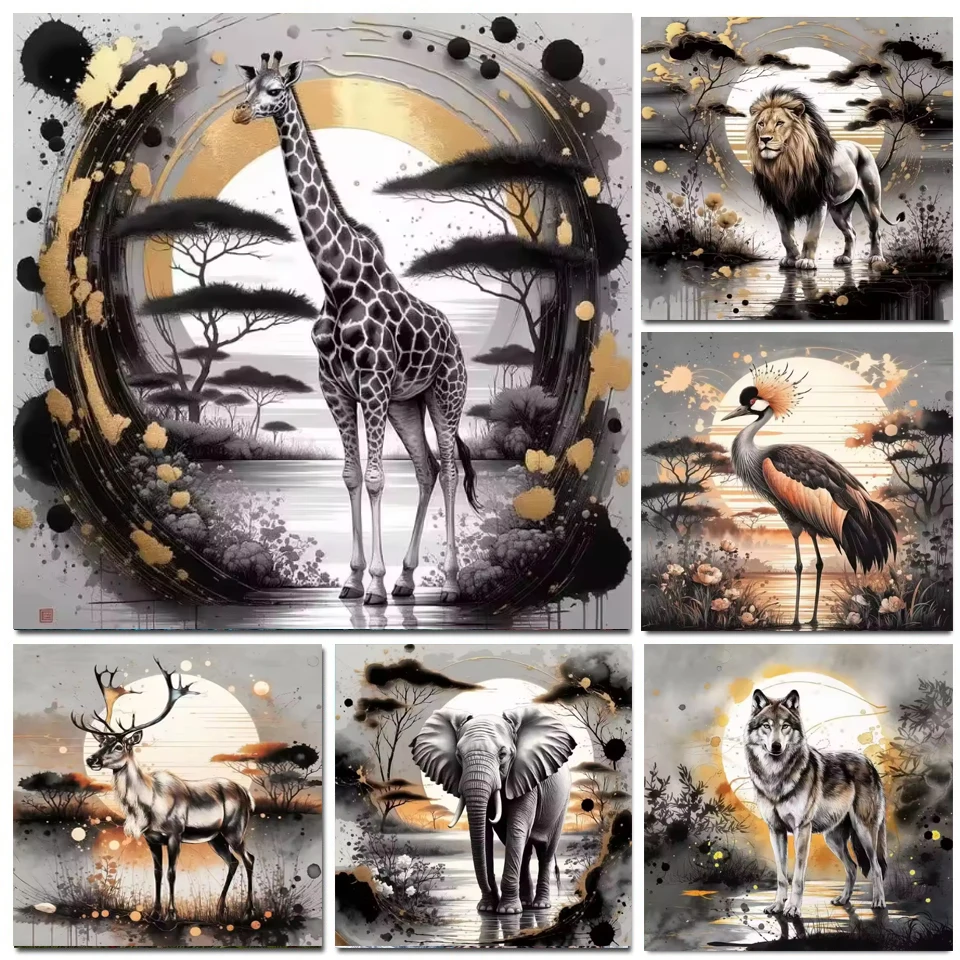 

Птица Олень Животное Diy Алмазная картина Слон Волк Лев Картина Стразы Алмазная вышивка Жираф 5D Мозаика Настенный декор