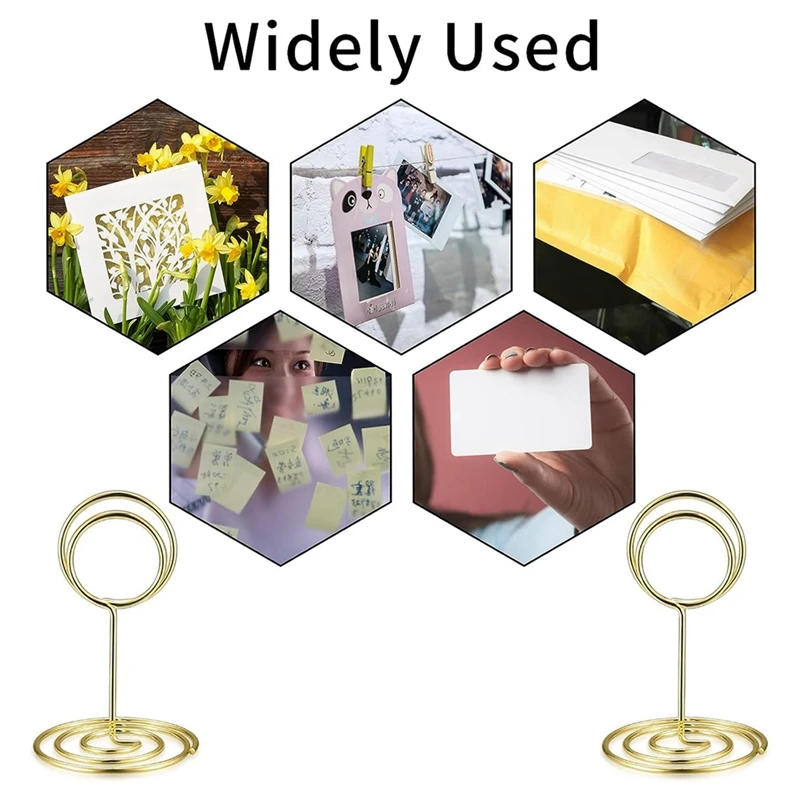 20 Pcs Place Card Holders, Table Number Holders, Table Card Holders, Gold Metal Wire Picture/Photo/Menu/Memo/Notes Gold