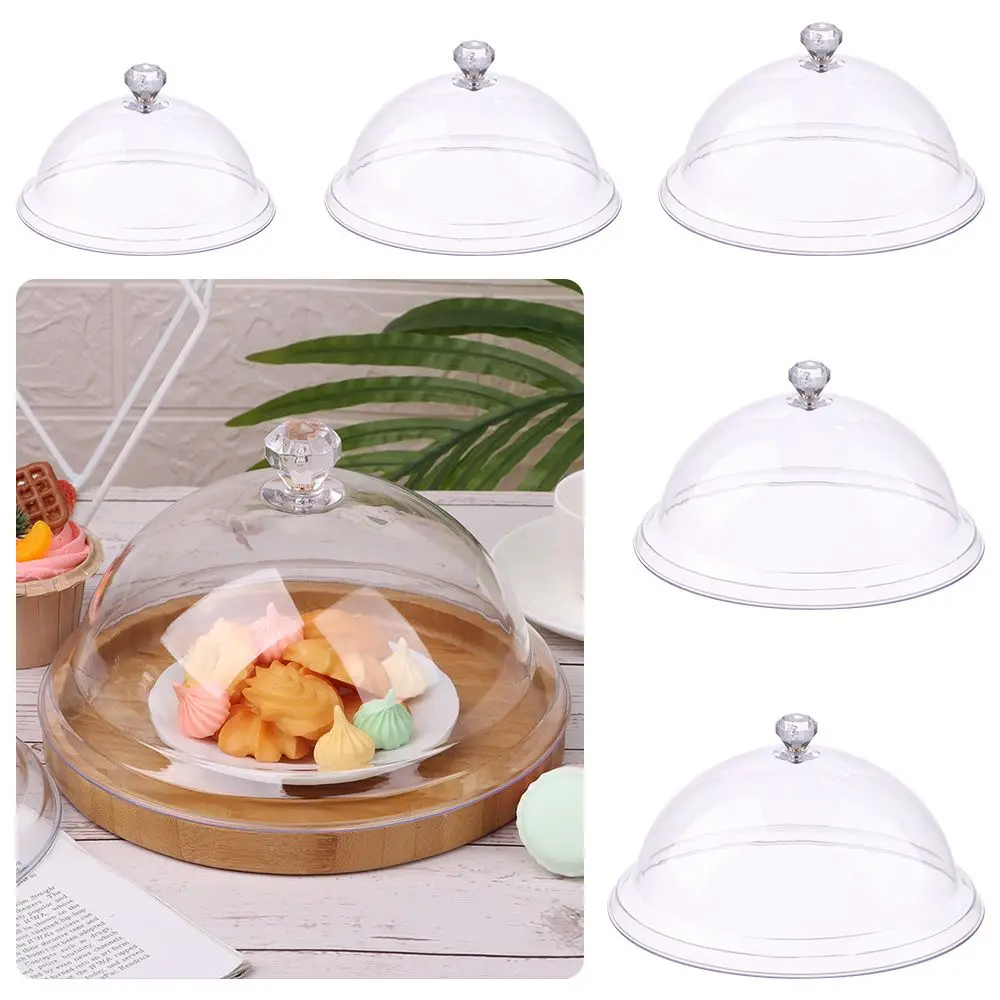 Plastic Dessert Storage Tray Round Dish Creative Acrylic Cake Bread Plate Fruit Display Holder Food Cover Dust-Proof Food Cover