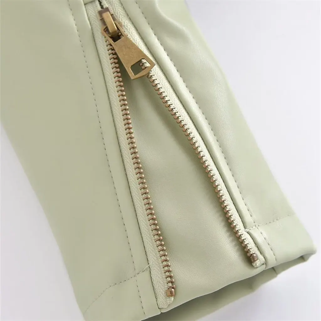 

Летняя женская куртка из искусственной кожи на молнии в уличном стиле, персонализированная европейско-американская модная женская одежда, оптовая продажа