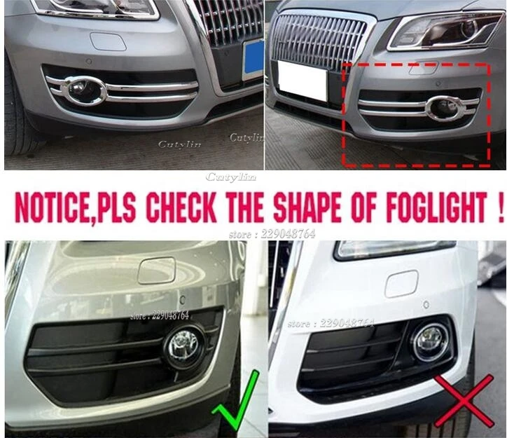 For Audi Q5 2009 2010 2011 2012 Exterior ABS Chrome Front Foglight Cover Trim Head Light Lamp Frames Car Accessories 2pcs