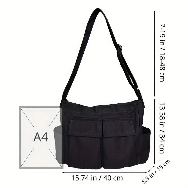 Bolsa de lona vintage para mulheres, sacolas de ombro adolescente, sacos mensageiro para meninos e meninas, bolsa casual feminina, bolsa crossbody, 2024