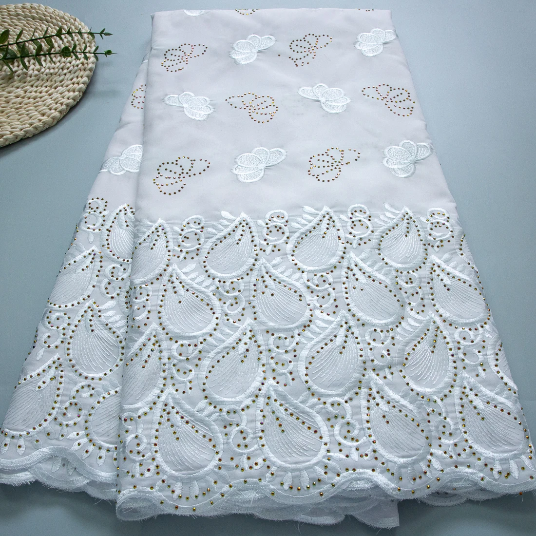 Embroidery Cotton 2024 African Dry Lace Fabric Crystals Swiss Voile Lace In Switzerland Dubai Lace For Everyone Dress Sew A3834