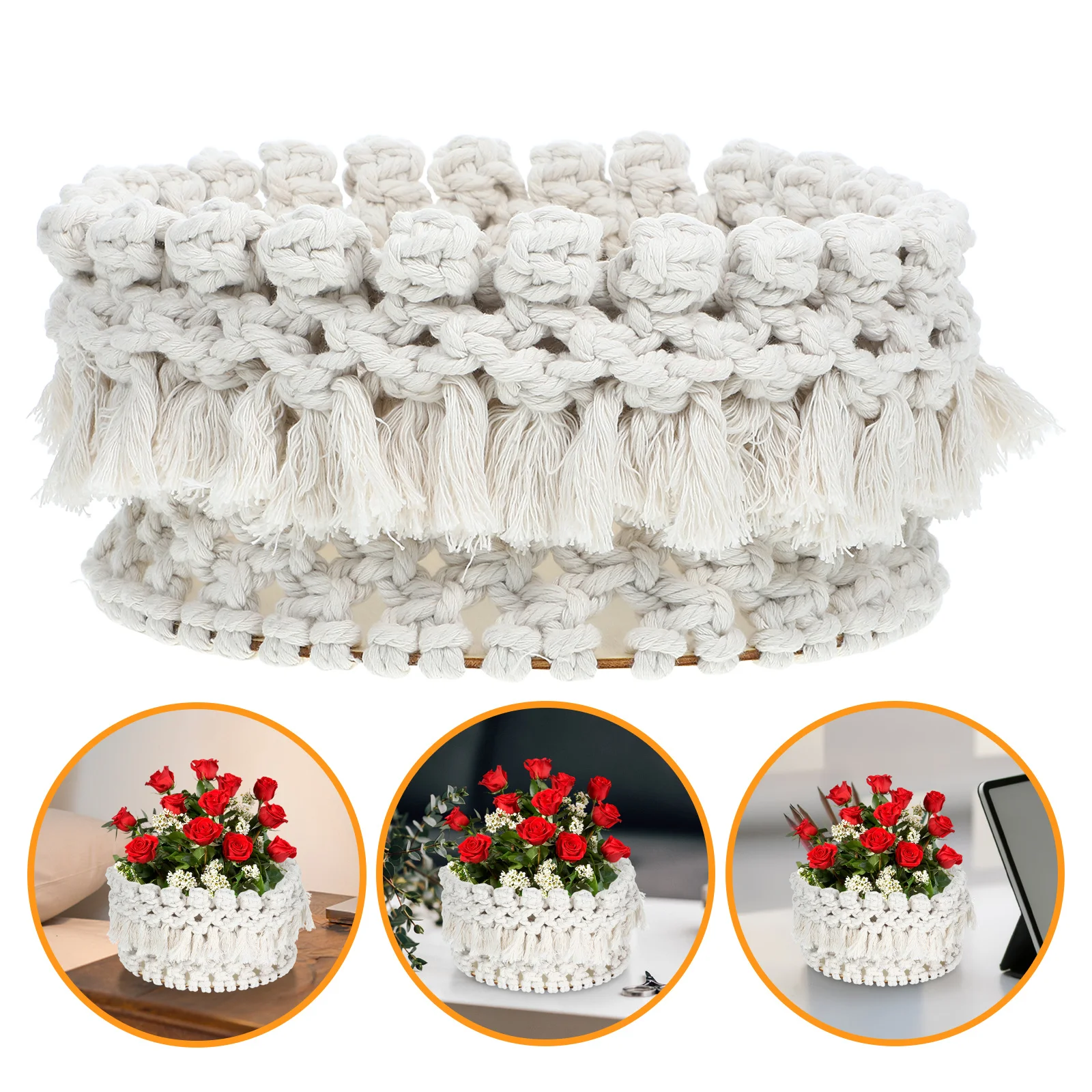 

Handmade Woven Storage Basket Cotton Rope Organizer For Desktop Snacks Cosmetics Sundries Home Decor Accessory