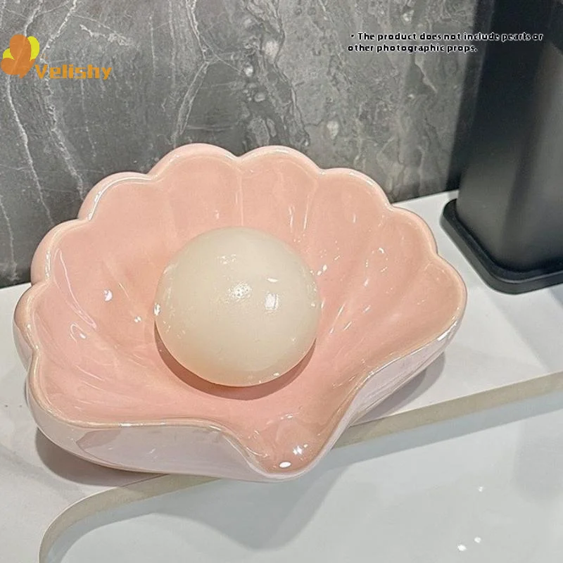 

1PC Shell Shape Drain Soap Dish Holder Creative Home Soap Dishes Jewelry Boxes Storage Box Bathroom Accessories