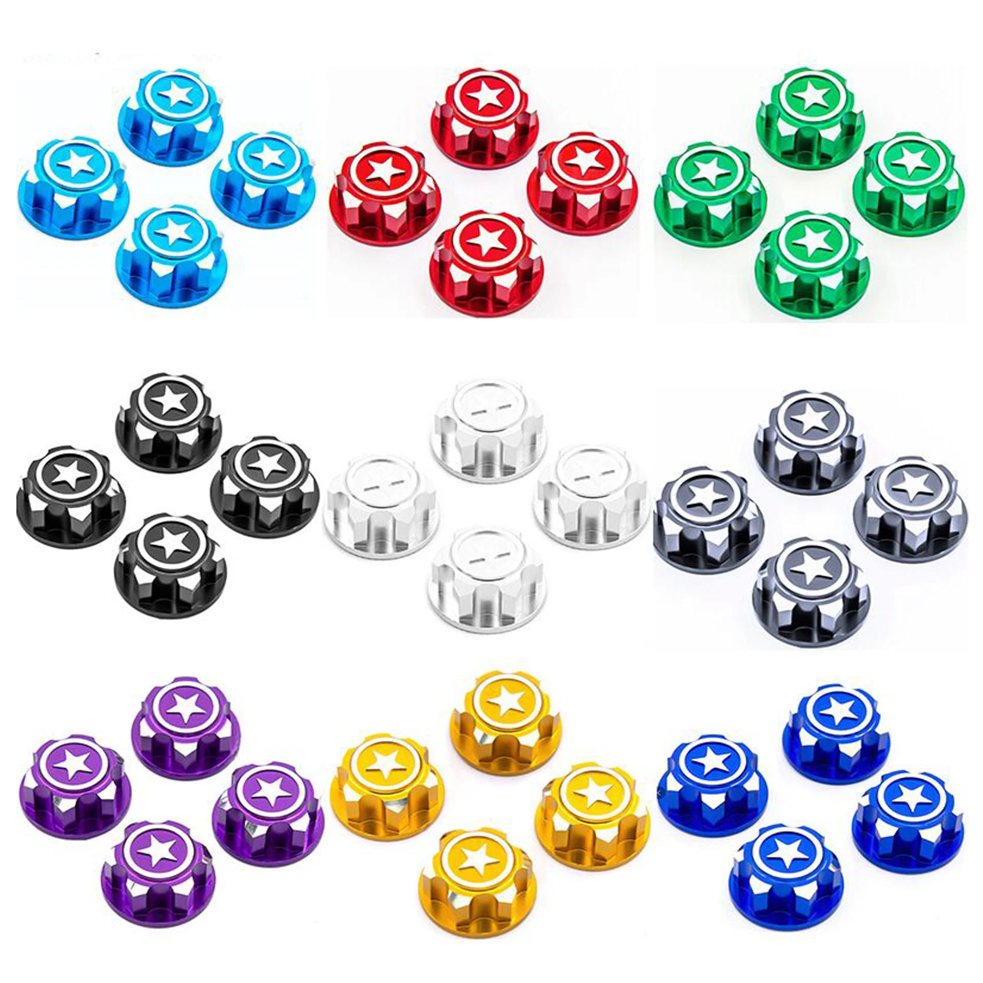 4PCS RC Car Aluminum 17mm Hex Wheel Nuts Dustproof Anti-Skid Non-slip for 1/8 TRX X-Maxx Summit E-Revo Buggy RC Truck