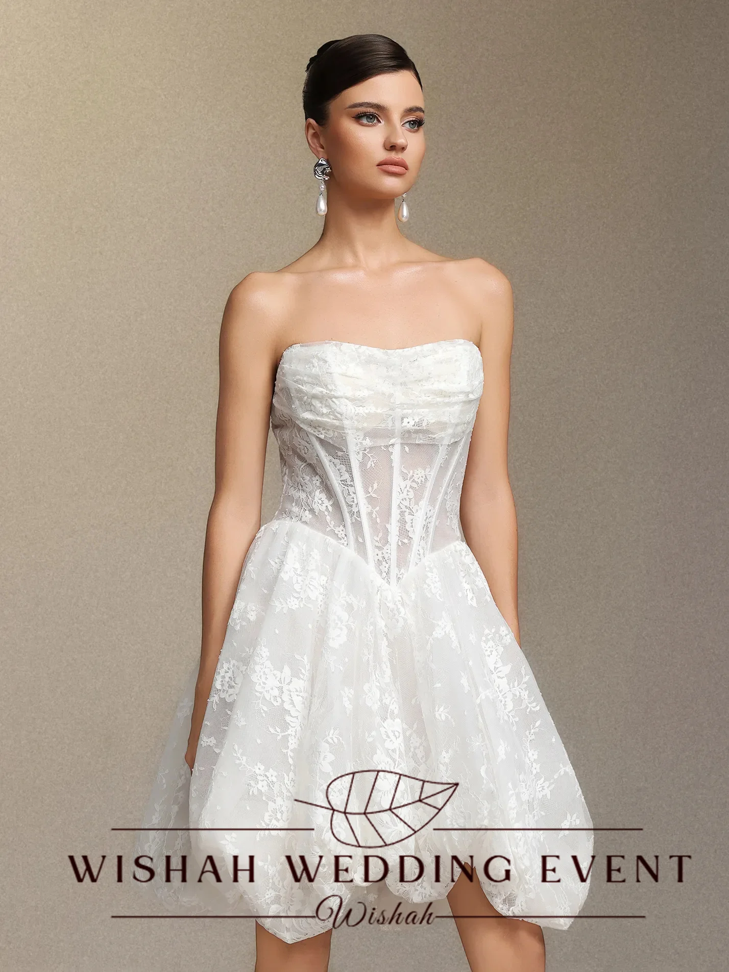 Wishah Customized Elegant Weeding Dress Lace White Sleeveless Backless Lace-up Pleated A-line Irregular Hem Wedding Gowns 2027