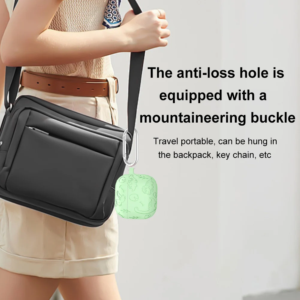 실리콘 소프트 이어폰 케이스 보호 커버 카라비너 포함 보호 케이스 에어팟 4세대용 풀 보호 실리콘 커버