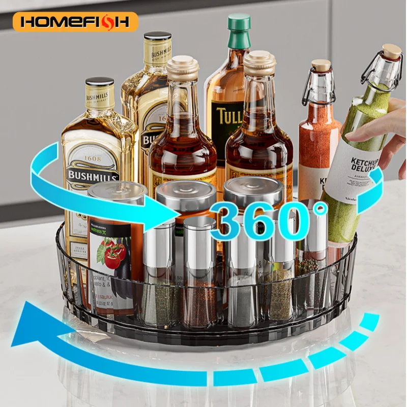 Multi-Purpose Rotating Spice Rack Efficient Countertop Organizer for Kitchen Bathroom Seasoning Storage Space-Saving Design