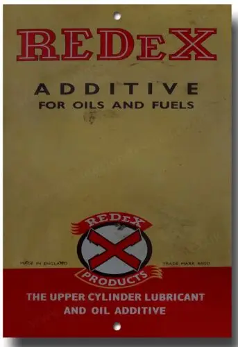 1e,REDEX  ADDITIVE FOR OILS AND FUELS METAL SIGN.VINTAGE MOTORCYCLE,GARAGE SIGN.