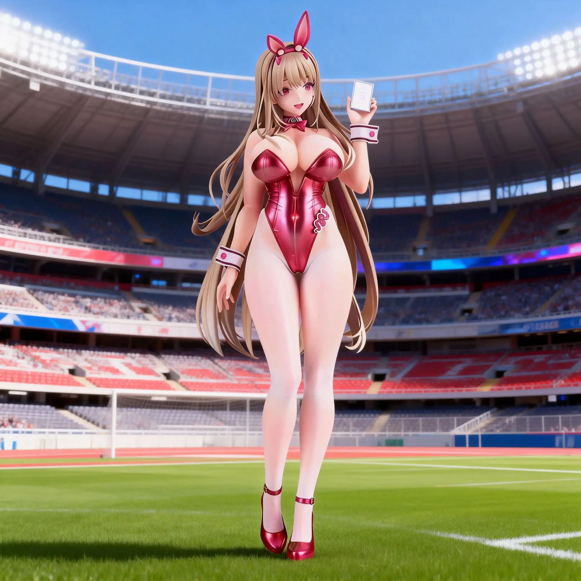 

Универсальная аниме-фигурка девушки-кролика в красном костюме, стоящая в позе, коллекционная модель красивой девушки, настольное украшение для любителей аниме