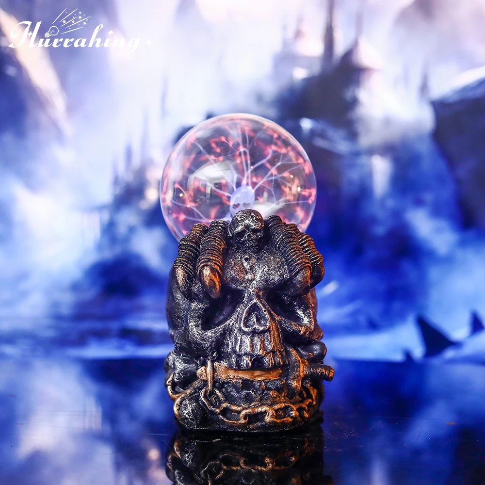 

Hurrahing Predator Skull Plasma Lamp 4-Inch Atmosphere Night Light Desktop Decor Halloween Gift Special sale