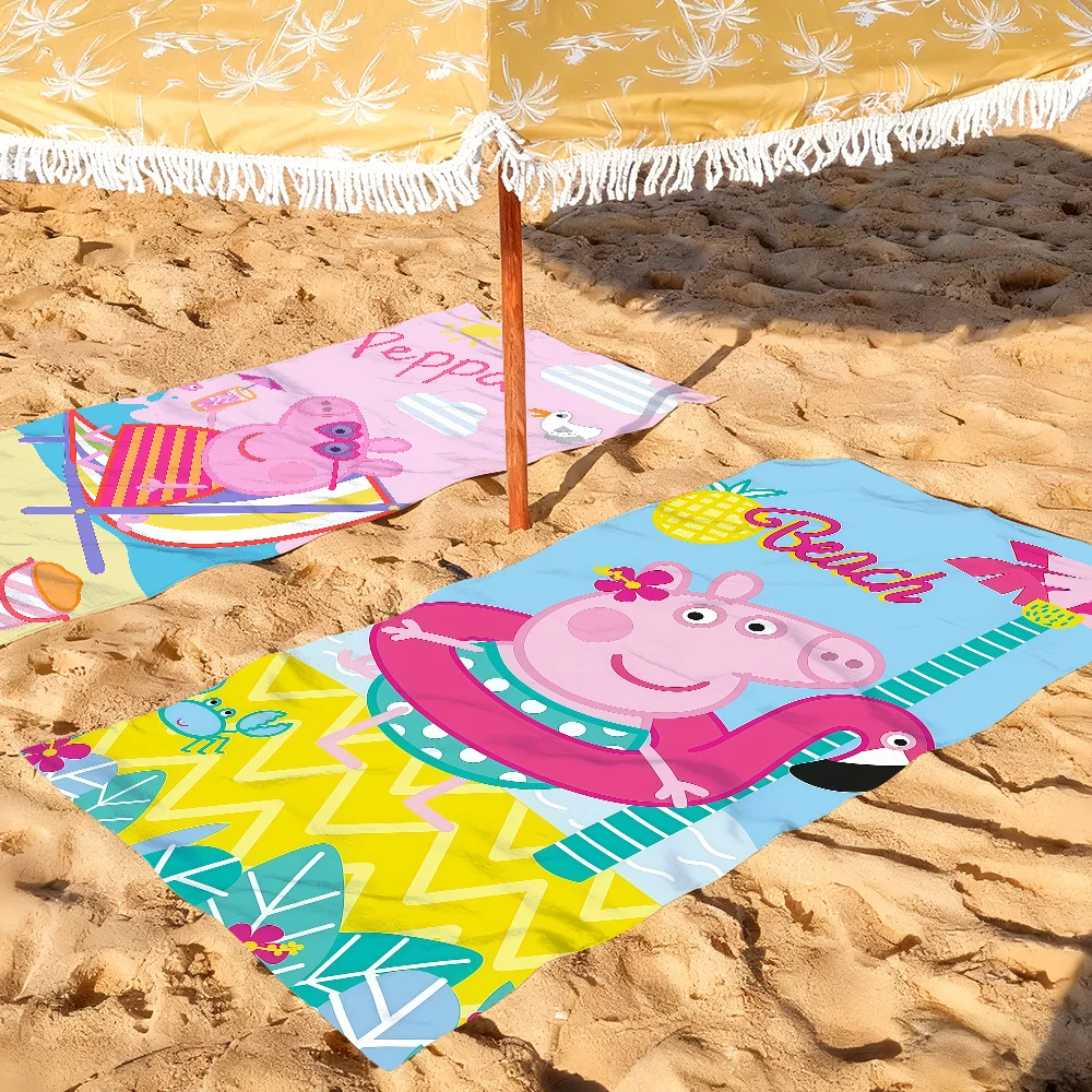 Cartoon P-Peppa P-pig-s Printed Towel For Beaches Yoga Studios Gyms Hot Springs Swimming Pools And Picnics