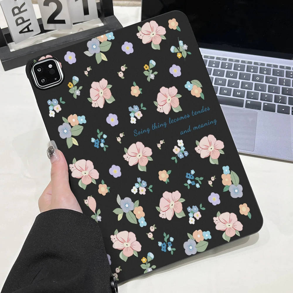 Aesthetic Pastel Flower Quote Tablet Protective Case For Apple iPad Air 11 2025 2026 Pro 12.9 13 10.5 Mini 2021 2024 Anti‑Slip