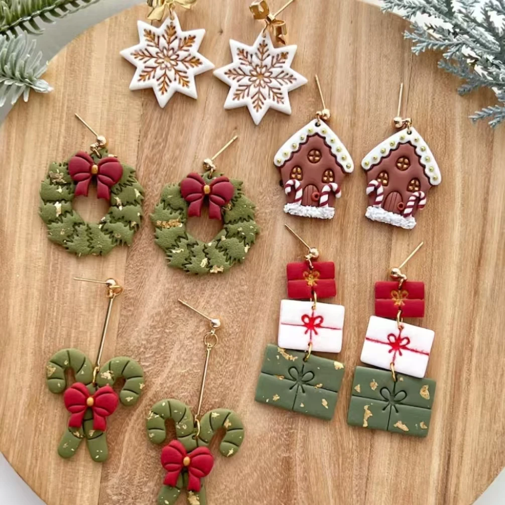 Christmas Polymer Clay Cutters | Winter Clay Cutters | Clay Cutter Set | Clay Cutters for Earring Making | Wreath | Candy Cane |