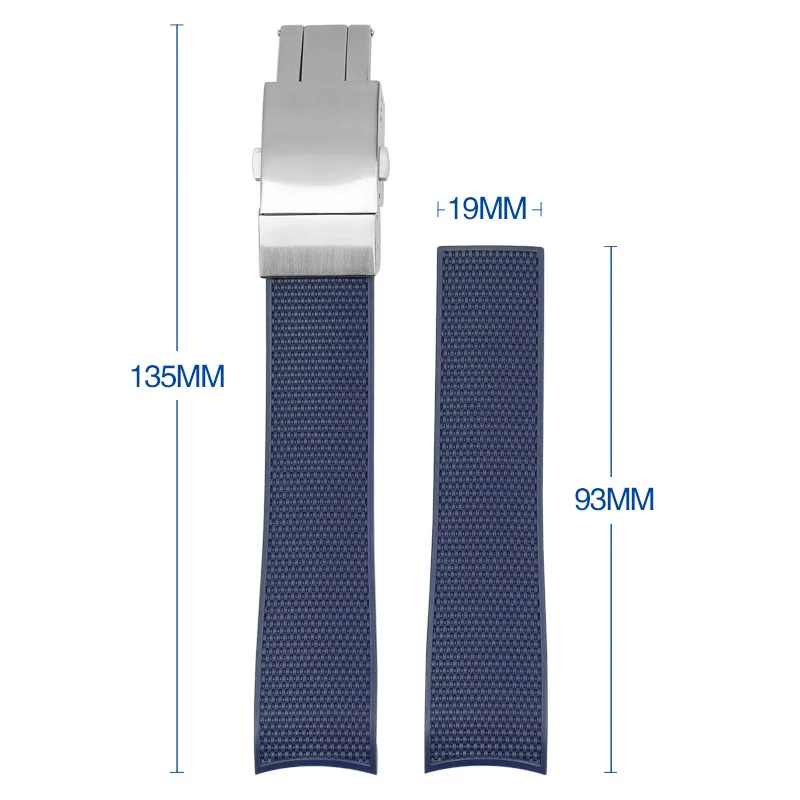 replace Curved Bands for Longines Conquest HydroConquest L3.742 642 781 Rubber Watch Strap Folding Buckle Diving Watchband 21mm