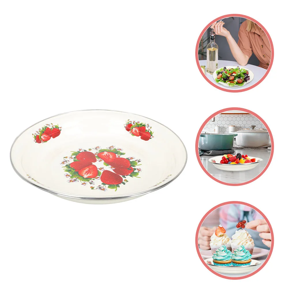 

Эмалированное блюдо для закусок, фруктов, чая, орехов, утолщенное, декоративное, круглое, для дома, кухни, отеля, в ретро-стиле