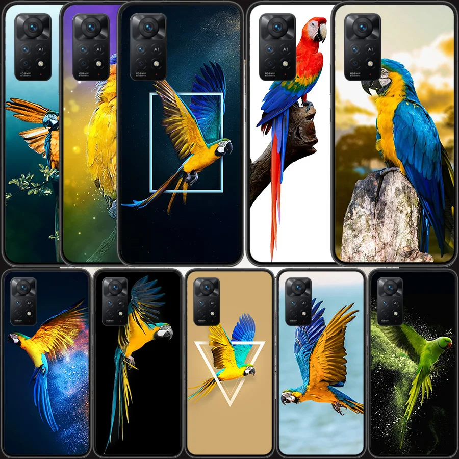 Parrot Bird Phone Case For Redmi Note 13 Pro 5G Plus 12 12C 10 10A 10C 9 9A 9C 9T 8 8A K60 K70 Pro Xiaomi Cover 7 7A 6 6A Shell