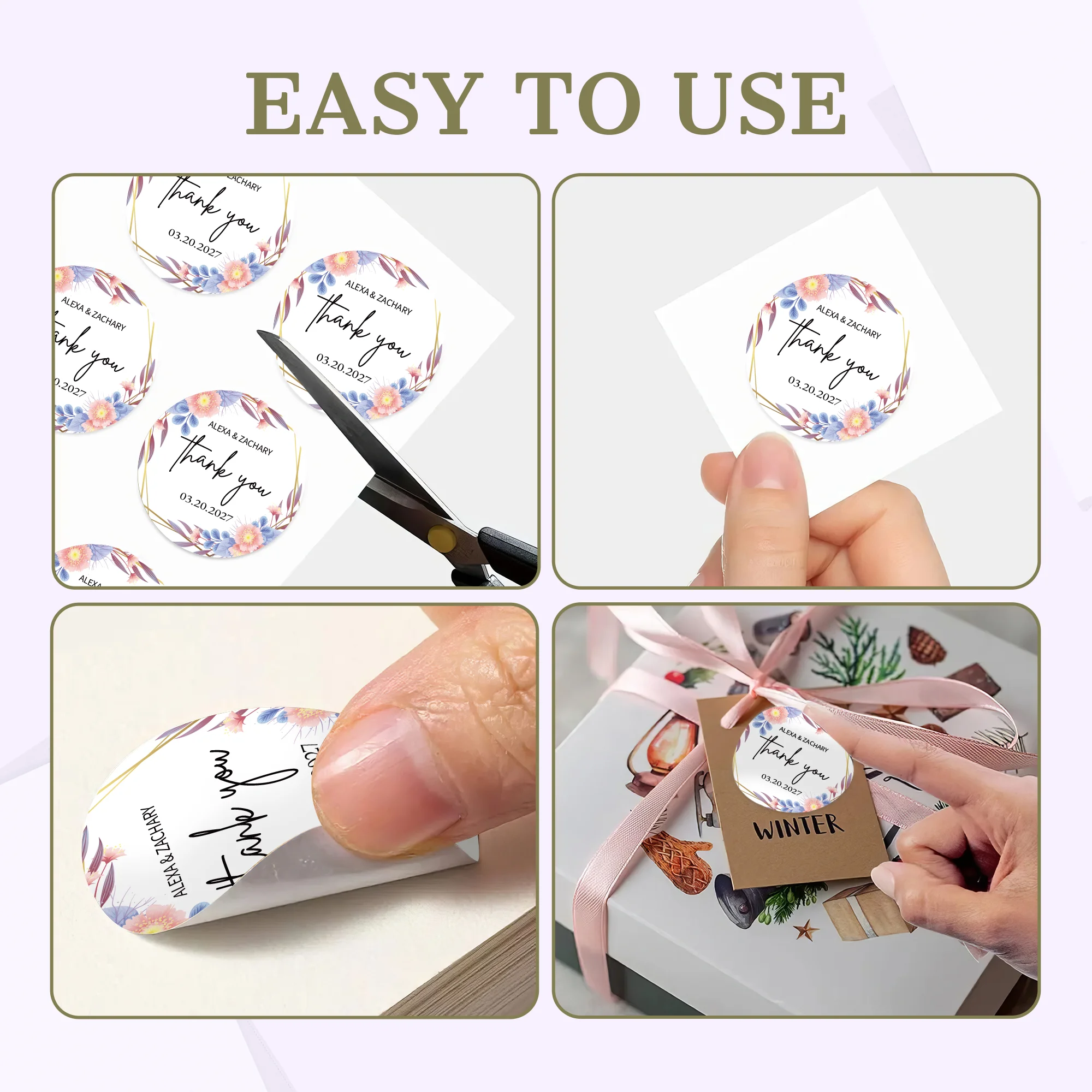 Custom Stickers for Wedding Round Custom Logo Labels of Flower Waterproof Personal design Stickers for Birthday,Gift Packaging view 5