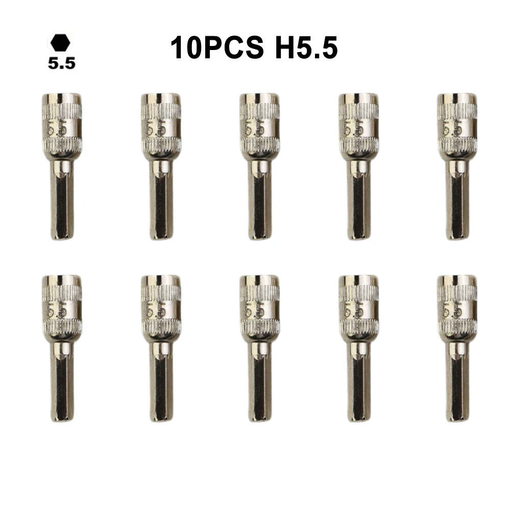 

10pcs H4 Hex Shank Socket Screwdriver Bits 2.5-5.5mm Nut Driver For DIY Projects Torx Screwdriver Bits