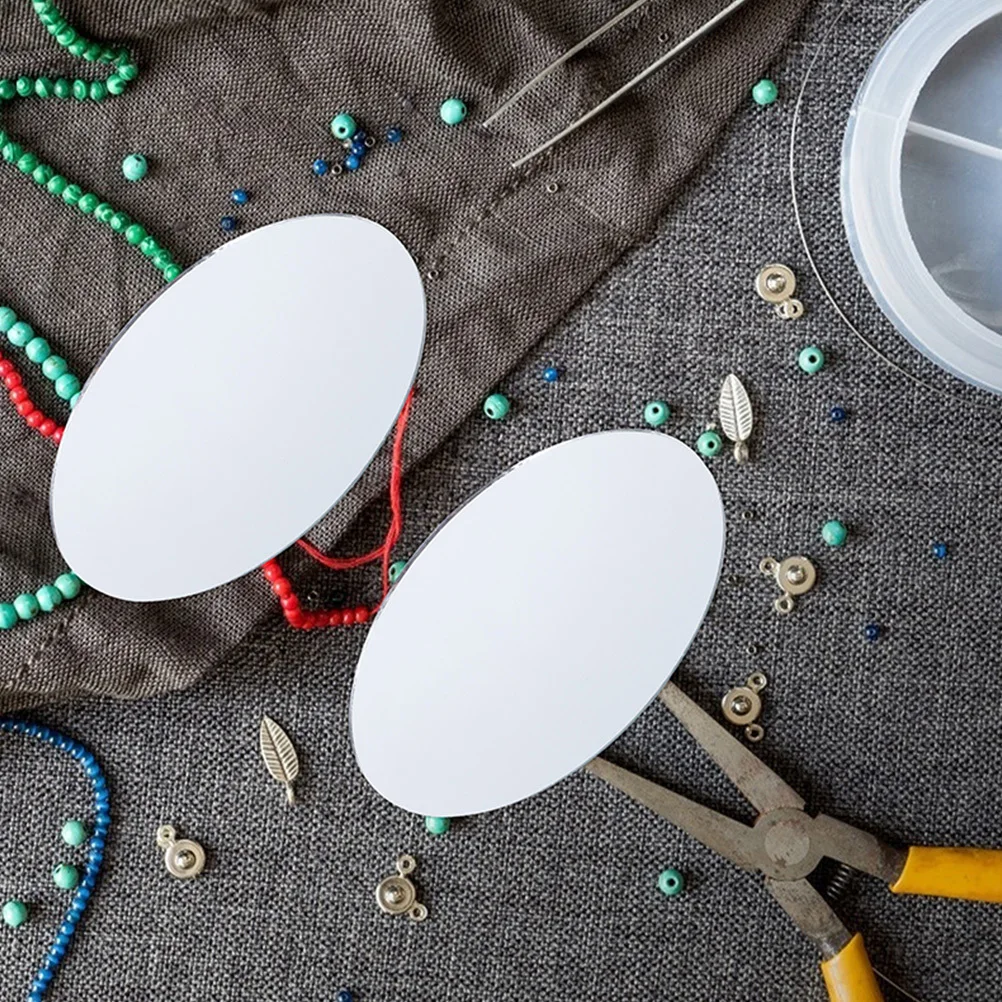 30 szt. Szklane lustrzane soczewki owalne do projektów DIY, gładka, błyszcząca powierzchnia, idealne do samodzielnego projektowania luster do makijażu.