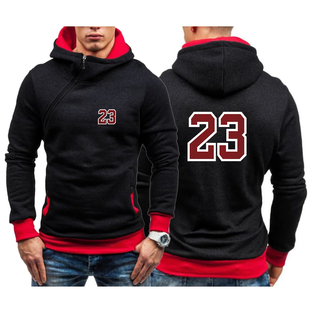 

2025 Spring Autumn Men's JDN 23 Letter Basketball Players Logo Print Popular Diagonal Zipper Design Comfortable Pullover Hoodies