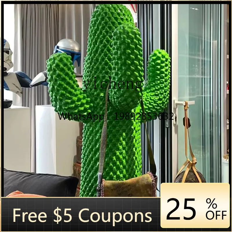 AB  trend giant cactus coat rack green custom floor large ornament home living room sculpture
