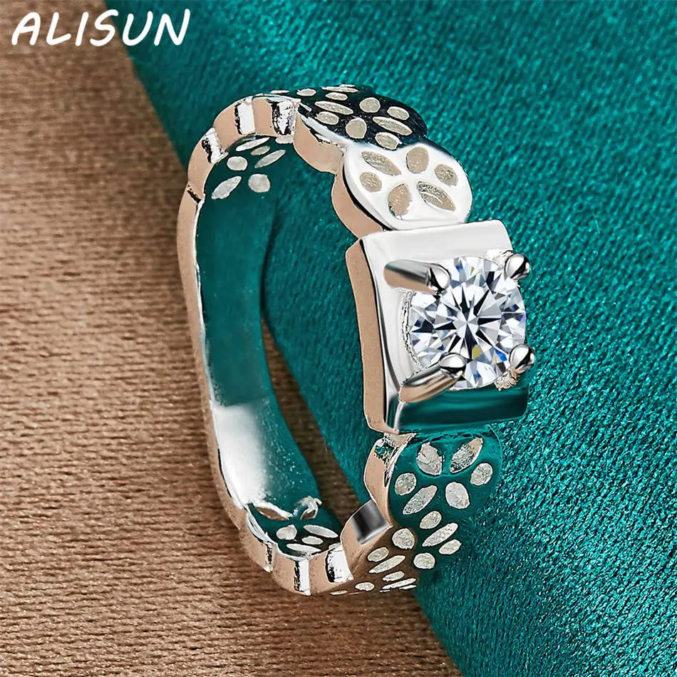 ALISUN 925 فضة الزركون هندسية خاتم الزواج للنساء نعمة مجوهرات الاتجاه المألوف هدايا حفلة عيد ميلاد