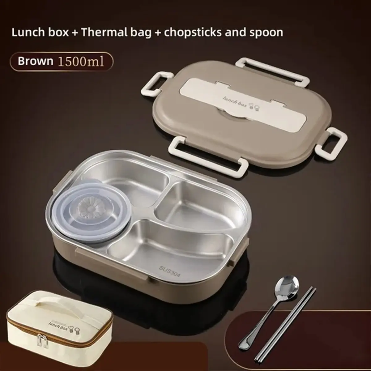 N14R Top Multifunctional 4-Compartment Portable Lunch Box Portable Thermal Insulation Lunch Box with Tableware Accessories