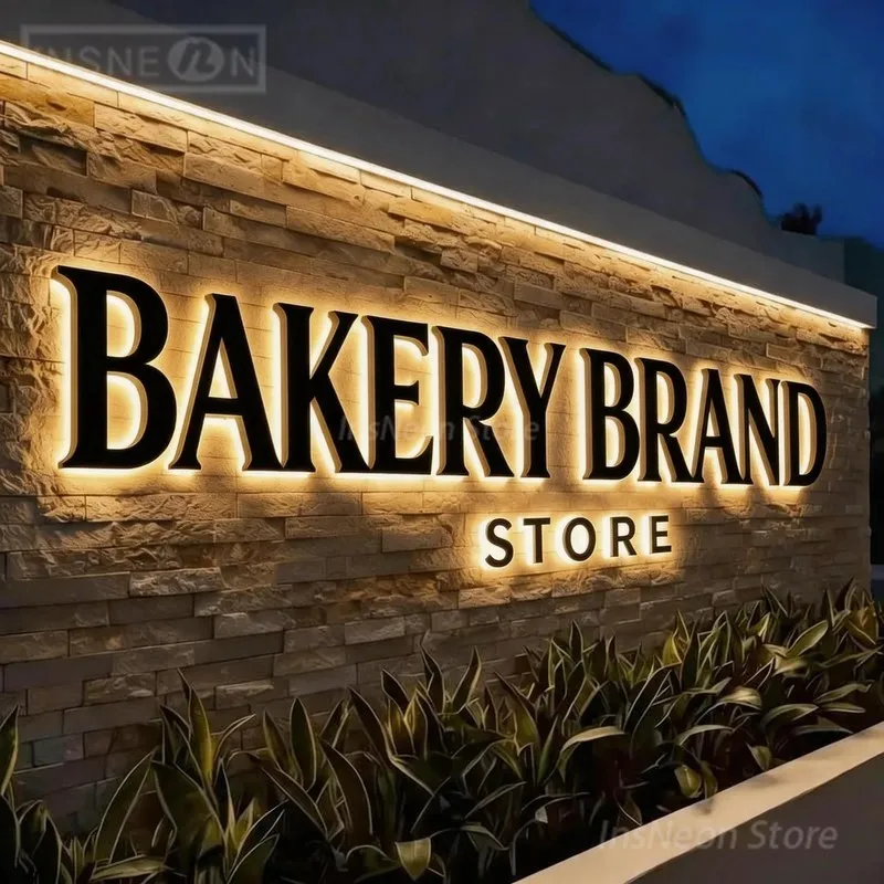 Custom Outdoor 3D LED Neon Sign for Bakery Brand Store, Acrylic Luminous Letters, Business Company Logo Advertising Label