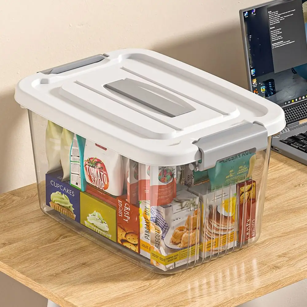 Durable Transparent Black Storage Box Plastic with Lid Plastic Box Stackable Space Saving Tote Container Home & Garden