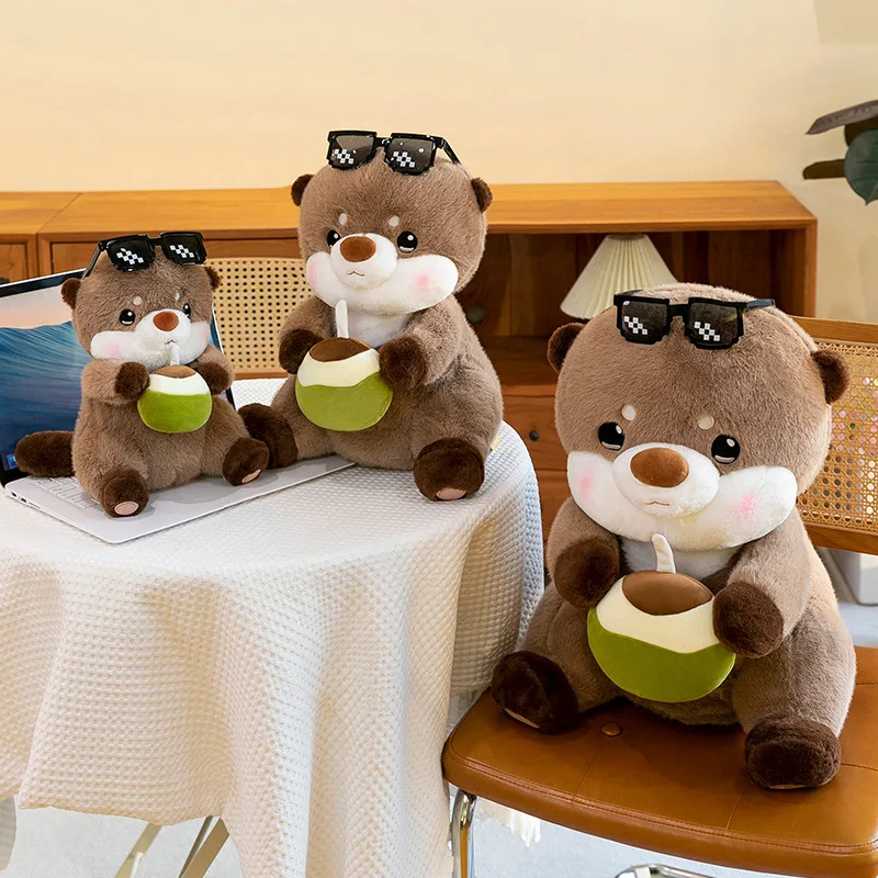 Kawaii Capybara fille boire du jus de noix de coco en peluche poupée en peluche mignon câlin bébé enfants anniversaire cadeau de noël pour les filles