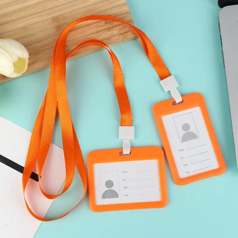 5/10 قطعة تصريح العمل معرض بطاقة الهوية كم شارة حامل مع الحبل الصدر تمرير غطاء بطاقة العمل حزام الرقبة #4