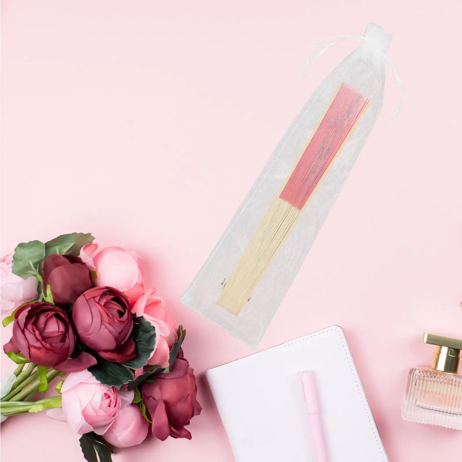 20pcs Organza Gift Lightweight Drawstring Mesh for Wedding Party Favor Bags Storage Yarn Pouch Jewelry Bags Hand Fans