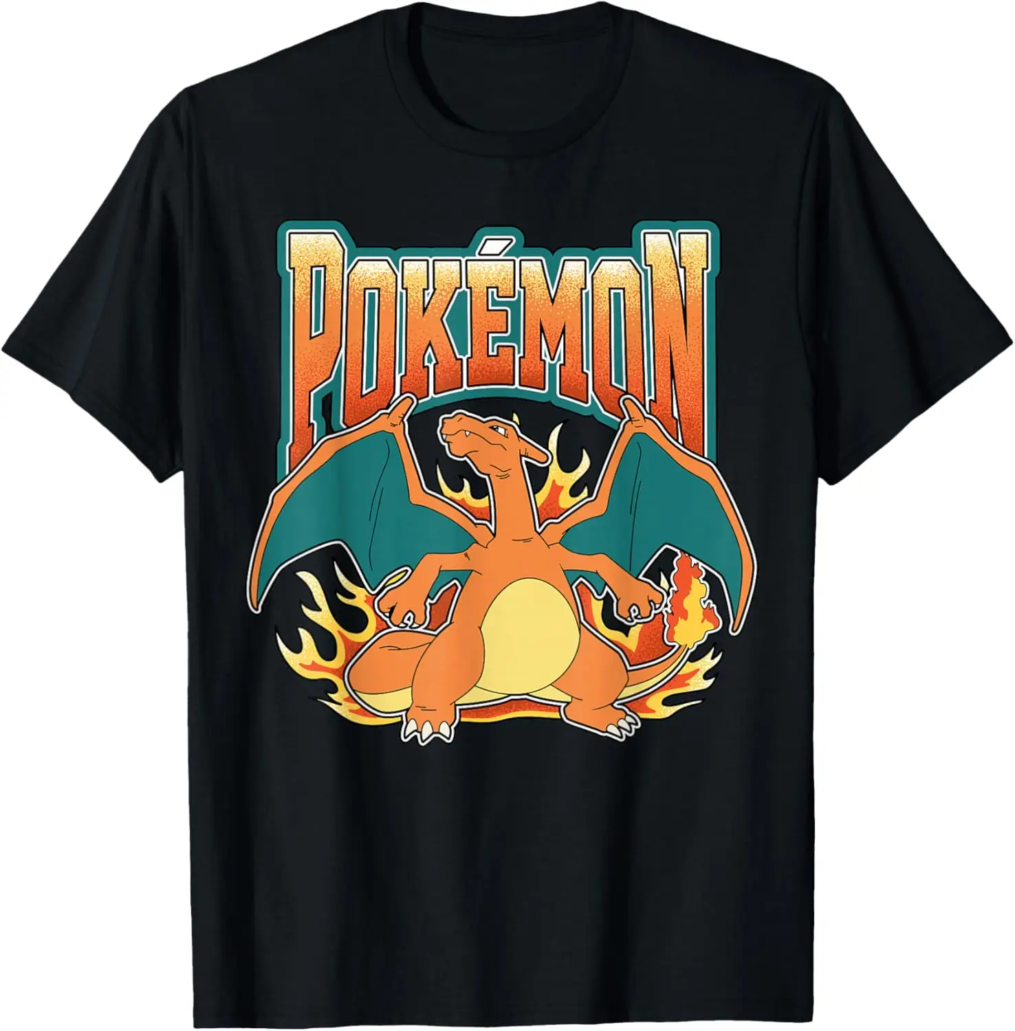 Pokémon - Charizard Fire Type Collegiate Flames T-Shirt S-6XL