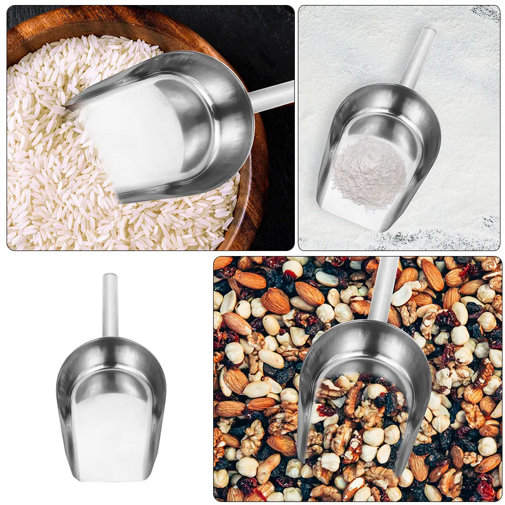 Multi-Use Stainless Steel Scoop Food Shovel for Ice Cubes Flour Coffee Beans Cereal Kitchen Grain Scoop Cereal Shovel view 4