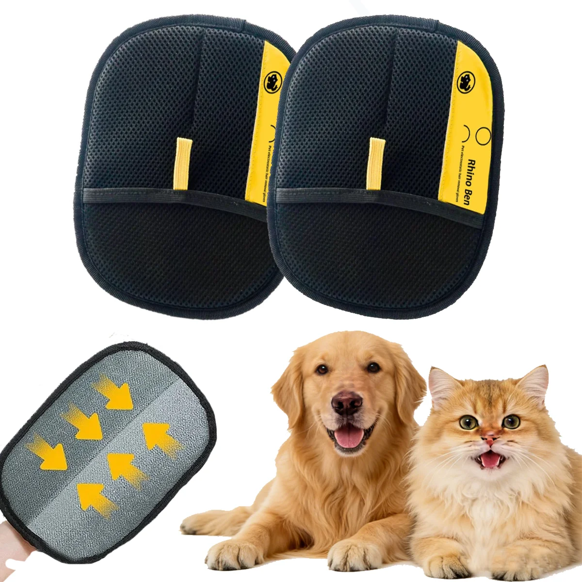 

Upgraded Pet Static Hair Removal Gloves Cat Care Gloves Static Dusting Brush Remove Dog & Cat Hair From Sofas, Carpets Clothes