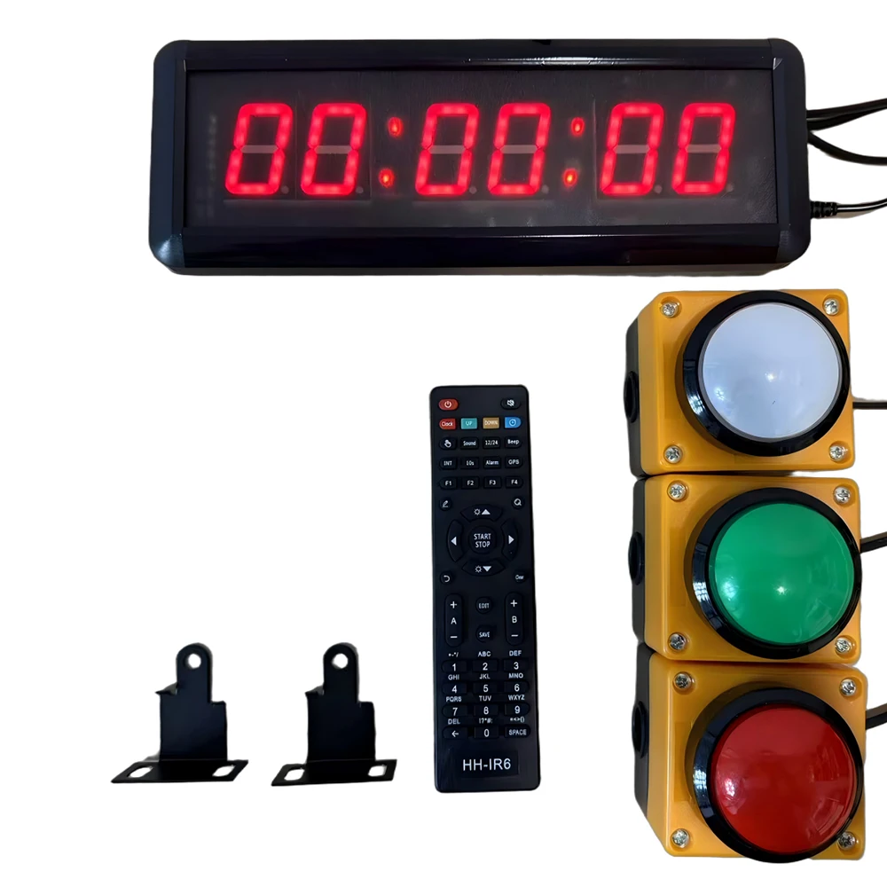 LED Countdown Stopwatch Digital Wall Clock with  Button Remote Control, Line Button Reset to School Ninja Unicycle Race Timer
