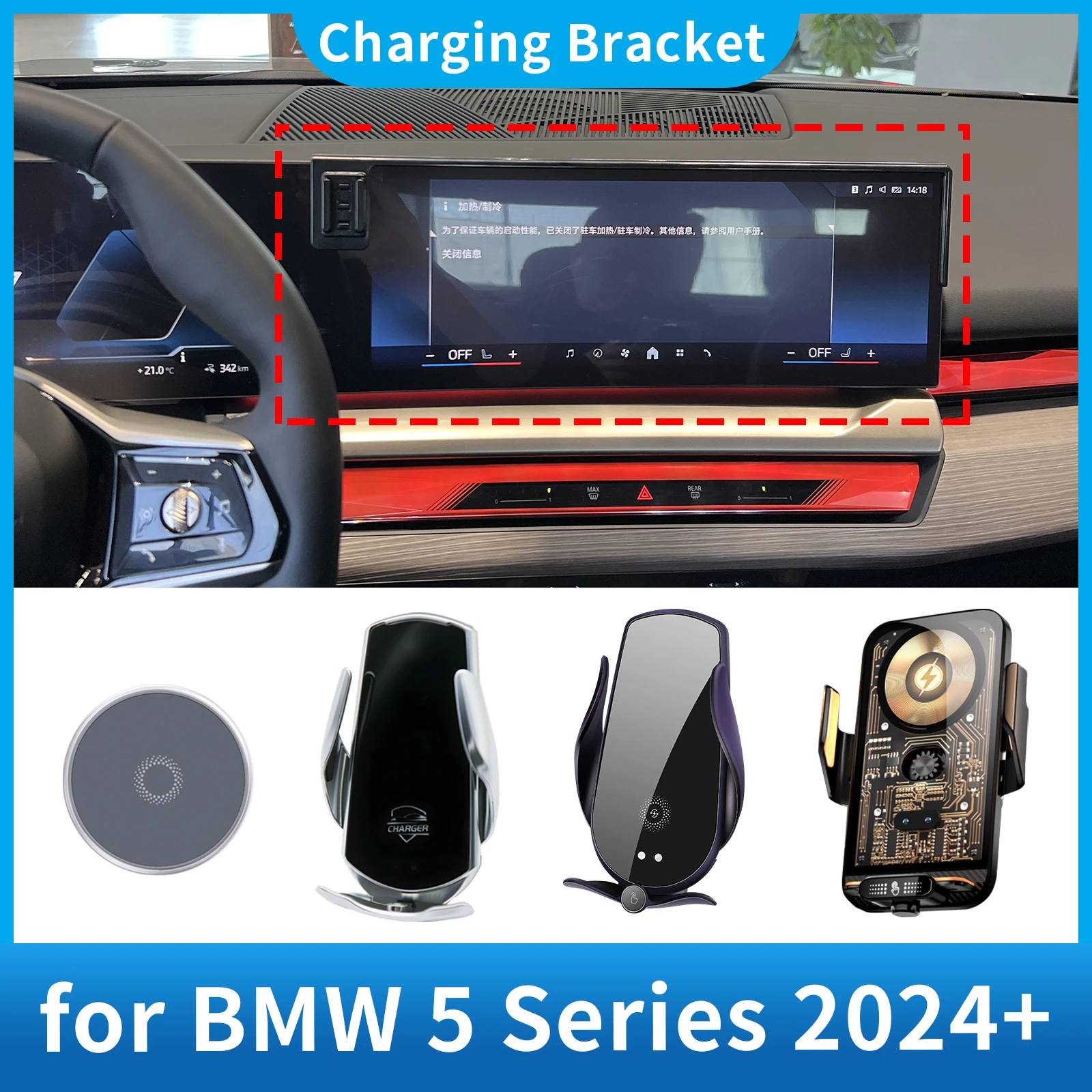 

Car Phone Holder for BMW 5 Series i5 2024 2025 G60 Screen Navigation GPS Bracket Base Accessories Charging