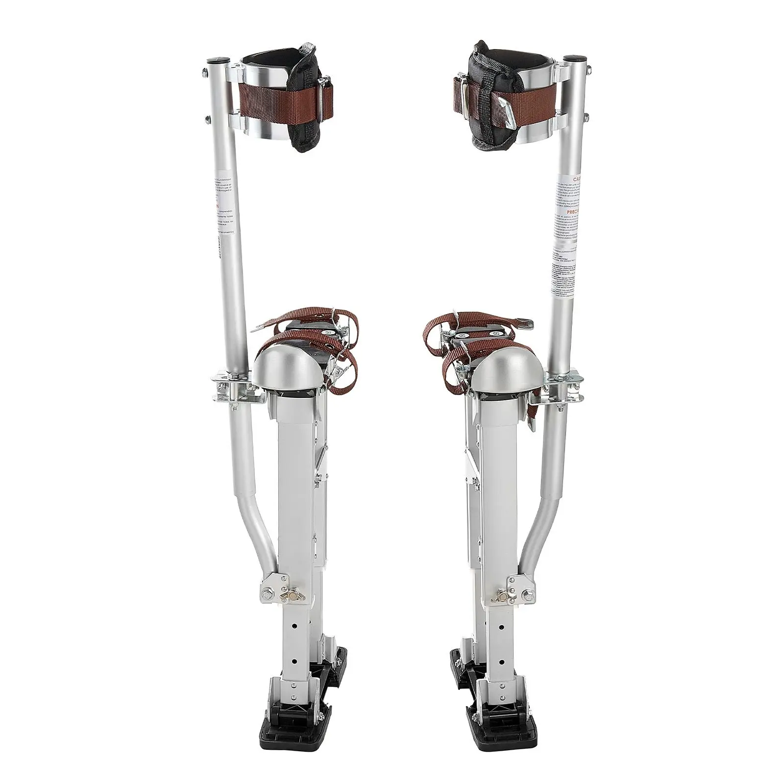 Drywall Stilts, 16.1–24.1 in Adjustable Aluminum Painter Stilts, 228 lbs Load Capacity, Non-Slip Rubber Feet, Dual Spring Shock Absorption, Comfortable Leg Straps for Painting, Decoration,Silver