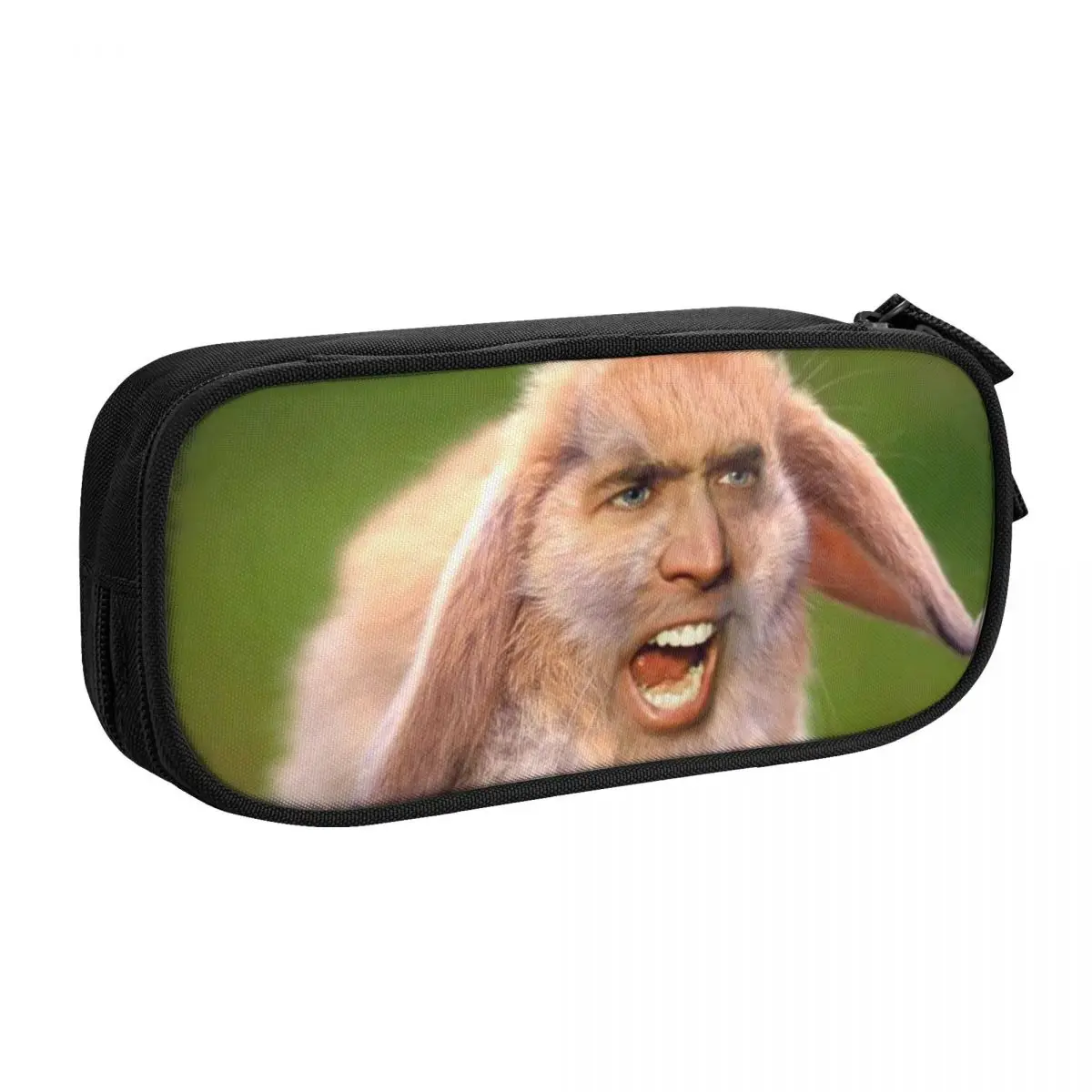 Customized Kawaii Nicolas Cage Rabbit Pencil Case for Girls Boys Big Capacity Funny Meme Pencil Bag School Supplies