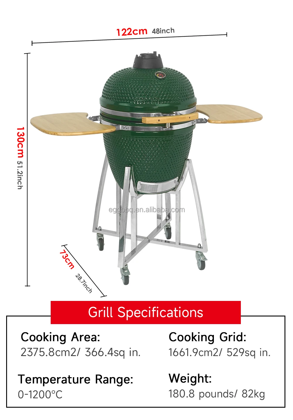 21inch  Ceramic Grill Charcoal BBQ Smoker Outdoor Egg Shaped