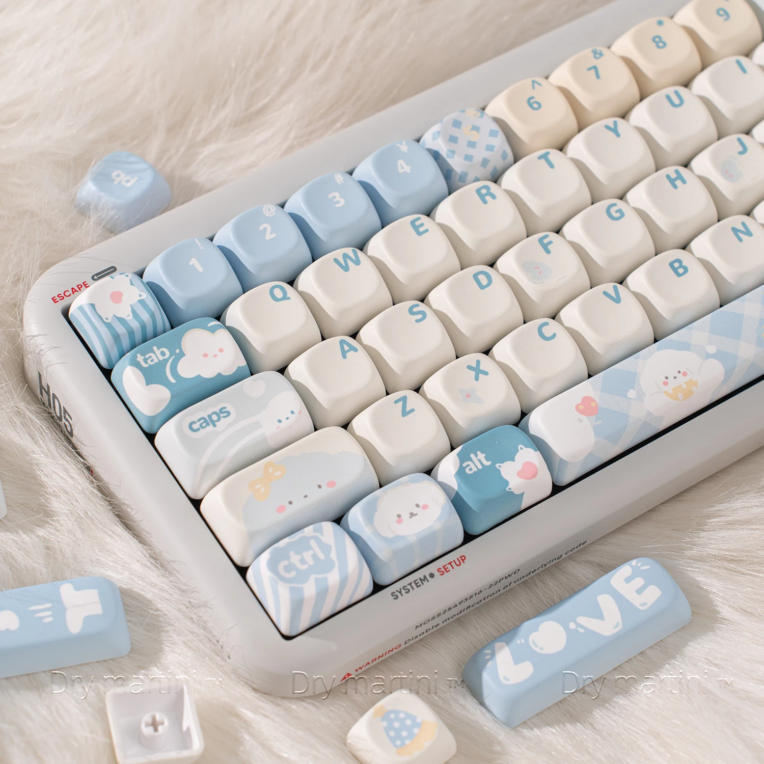 

134 Keys Cloud Bigbear Custom Keycap Cute Blue Ball Cap High Value Rounded PBT Sublimation MO High Mechanical Keyboard Keycaps
