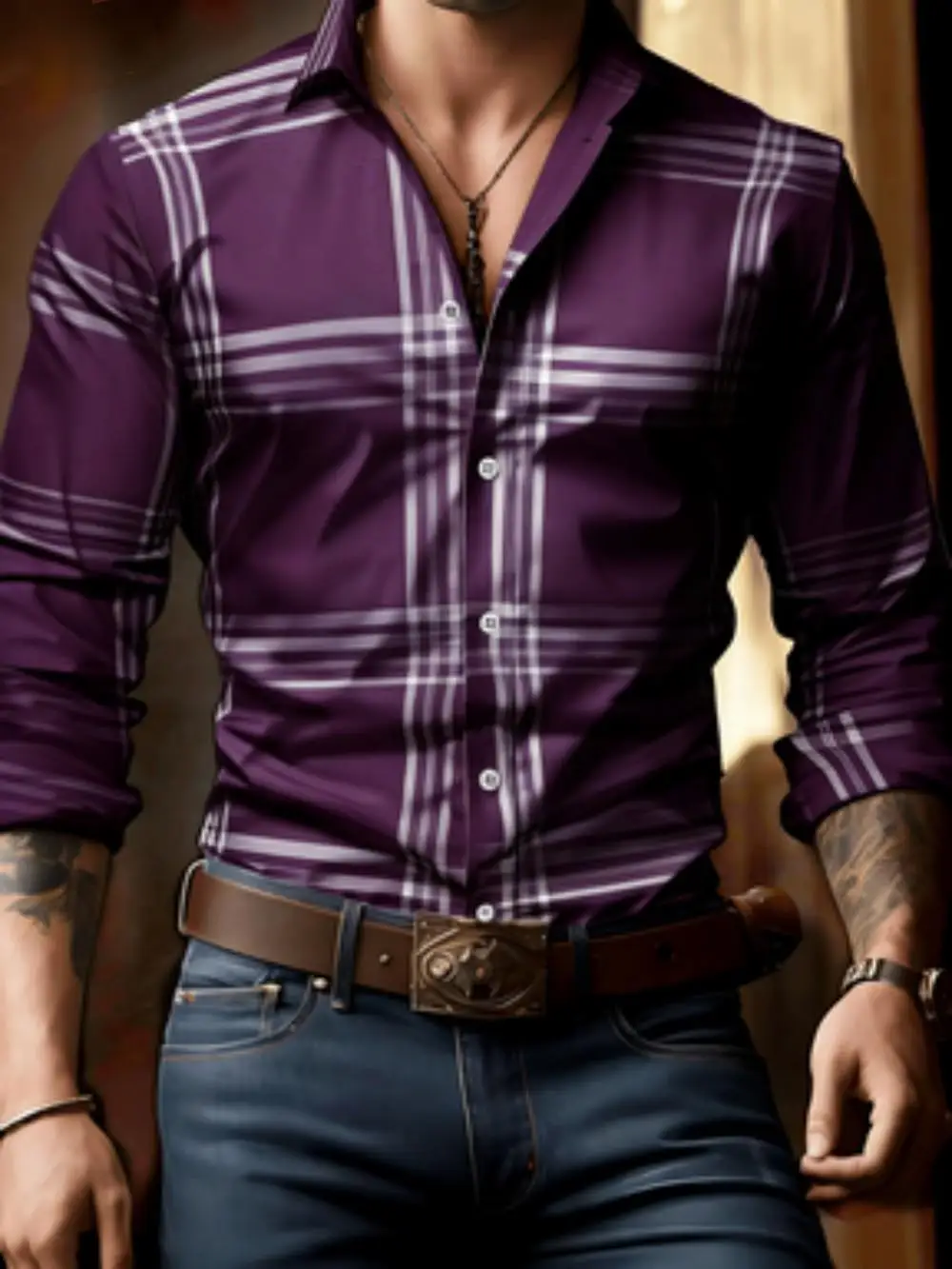 Men's Long-Sleeved Striped Shirt with Classic Fashion Design Featuring Striped Pattern Details, Suitable for Spring, Summer and