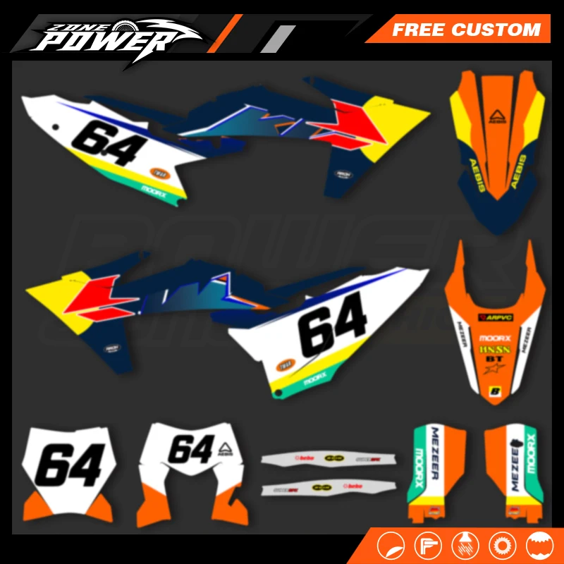 Powerzone Custom Team Motorcycle Graphics Decals Stickers Kits for KTM EXC EXC-F XCW 2024 2025 2026 SX SXF 2023 2024 2025