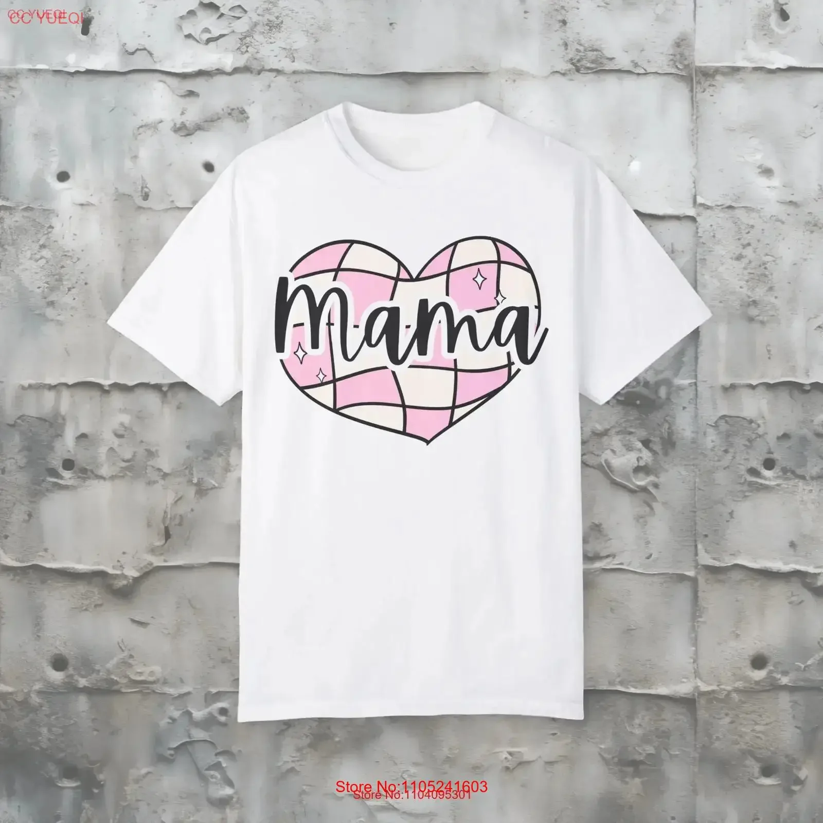 Retro Mama Heart T shirt Mother's Day Baby Momma Garment Dyed New Mom Vintage Style vintage Washed Top For Everyday Wear